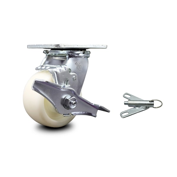 4 Inch Nylon Caster with Ball Bearing and Brake/Swivel Lock